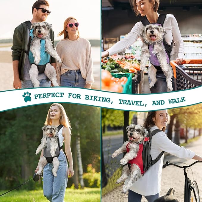 PetAmi Dog Carrier Backpack, Adjustable Dog Pet Cat Front Carrier Backpack | Ventilated Dog Chest Carrier for Hiking Camping Travel, Sling Bag for Small Medium Dog Cat Puppies, Medium, 9-13 lbs, Red