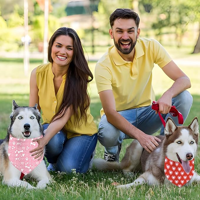 Valentine's Day Dog Bandana, 2 Pack Adjustable Holiday Party Birthday Pets Valentine Day Bandana Mother's Day Triangle Bibs Cat Scarf Set