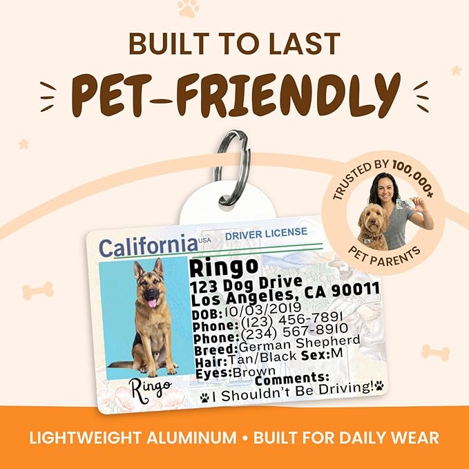 PawFurEver Personalized Dog Driver License ID Tag for Dogs & Cats - Custom Pet License Dog ID Tags Personalized Heavy Duty with Name, Photo & Phone Number, 50 States + DC (Kansas, Wallet Card)
