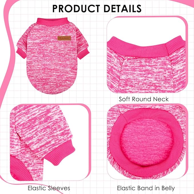 2 Pcs Dog Sweaters for Small Dogs Girl Boy Winter Fleece Clothes Warm Soft Dog Sweatshirt Outfit for Dogs Cats Pet Apparel