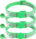 3 Pack Reflective and Breakaway with Bells of Cat Collar，Adjustable from 7.5 to 12.5 Inches, Ideal of Kitten Collar, Suitable for Girls and Boys (Light Green)