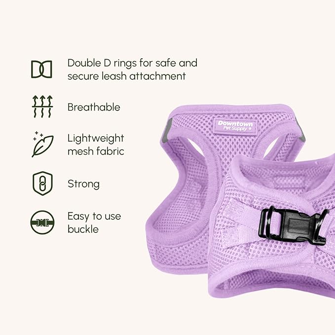 Downtown Pet Supply Step in Dog Harness for Large Dogs - Adjustable, Escape Proof Dog Harness with Reflective Trim - All-Weather, Fast-Drying Padded Mesh Fabric - Lilac, XL