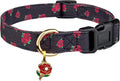Cotton Handmade Dog Collar Cute and Distinctive Patterns Black Rose with Pendant for Girl Boy Dogs Collars L