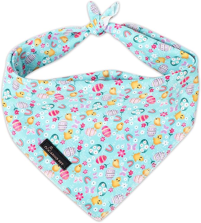 ARING PET Easter Dog Bandanas, Green Chick Eggs Pet Bandana Scarf Triangle Bibs for Puppy Small Medium Large Boy Girl Dogs Cats-L