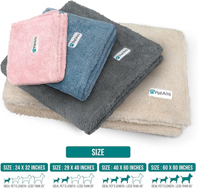 PetAmi Dog Blanket for Small Dogs Blue, Fluffy Soft Puppy Blanket, Sherpa Fleece Cat Blanket for Kitten Doggie, Calming Pet Blanket Throw for Couch Sofa Bed Washable, Small 24x32