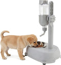 Pet Standing Water Dispenser, Multifunctional 2 in 1 Detachable Height Adjustable Pet Puppy Dog Kitten Bowl 500ml, Automatic Standing Water Feeder for Puppy Dwarf Dog Cat,Grey