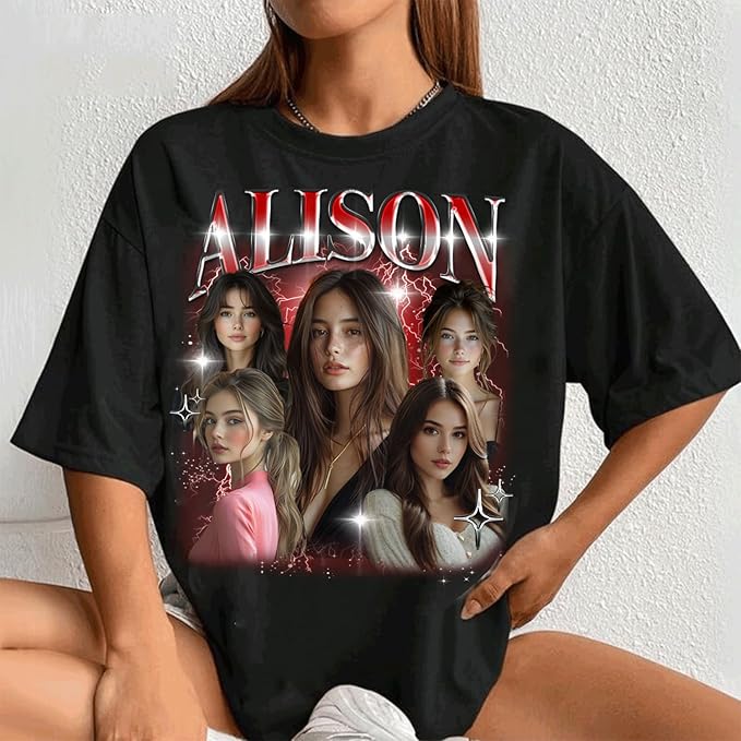 NAZENTI Custom Bootleg Rap Tee, Custom T-Shirts with Picture, Retro Custom Bootleg, Valentine's Gifts for Him Her