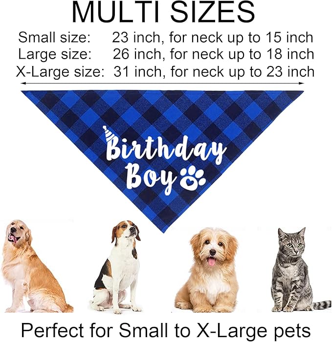 Dog Birthday Party Supplies, Multi Sizes Dog Birthday Hat with Numbers Bandana Bow Tie It’s My Bday Mother Puppers Sign Banner for Medium Large Dogs Pets (Large, Blue)
