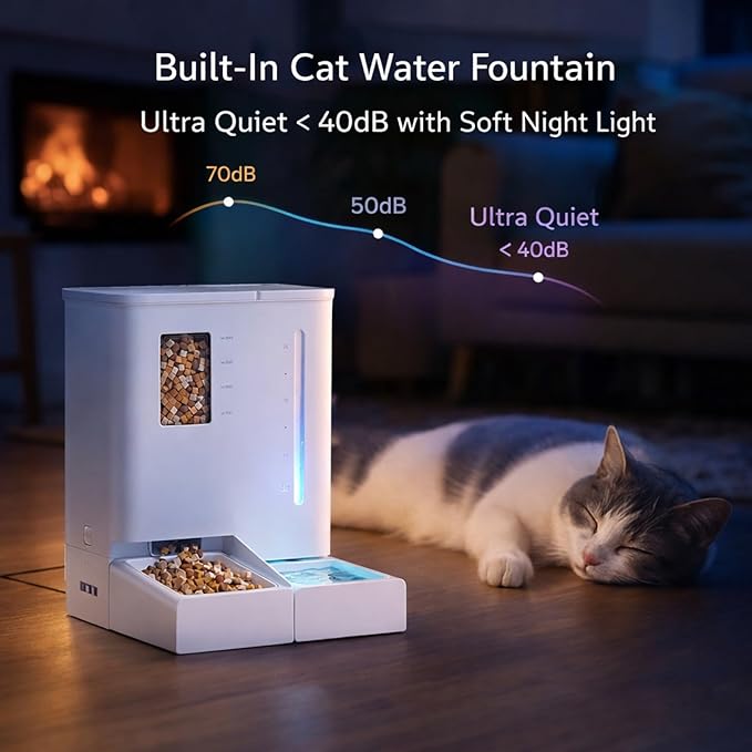Waithem Wi-Fi Automatic Pet Feeder and Waterer for Cats&Dogs, 2-in-1 Set 5L Large Capacity for 2 Weeks, Intuitive App Operation, 2 Way Power Supply, Detachable for Cleaning