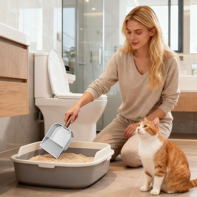 Wooden Cat Litter Scoop, Kitten Poop Shovel, 5.63x11.02 Inches Shovel with Deep Design, Durable Pet Tool, Hygiene Accessory with Ergonomic Handle, Litter Scoop for Apartment Home