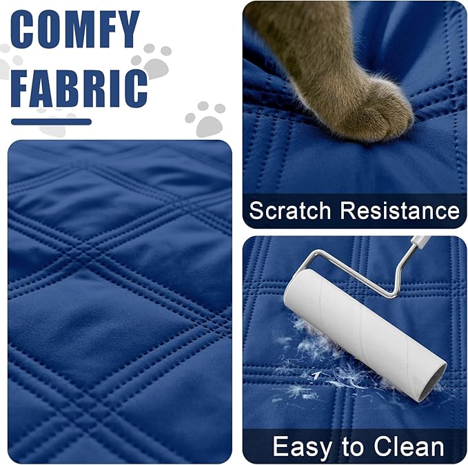 Smiry Waterproof Dog Bed Cover Blanket 82x82, Soft Reversible Pet Blanket, Washable Leakproof Cats Dogs Couch Cover for Sofa, Couch, Furniture, Navy/Blue