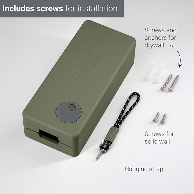 SVD.PET Dog Poop Bag Dispenser, Outdoor or Indoor Pet Waste Bag Dispenser Station, Wall Mount or Hanging with Strap. Easy to Refill Magnetic Cover (Army Green, Dispenser only)