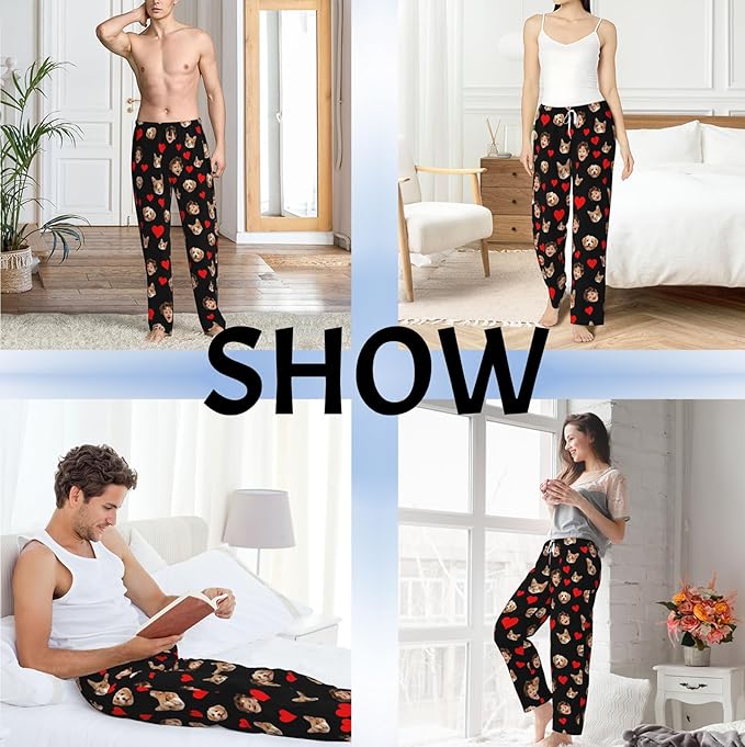 Custom Pajama Pants with Face customized PJ Pants Christmas Valentine gifts for Men Women