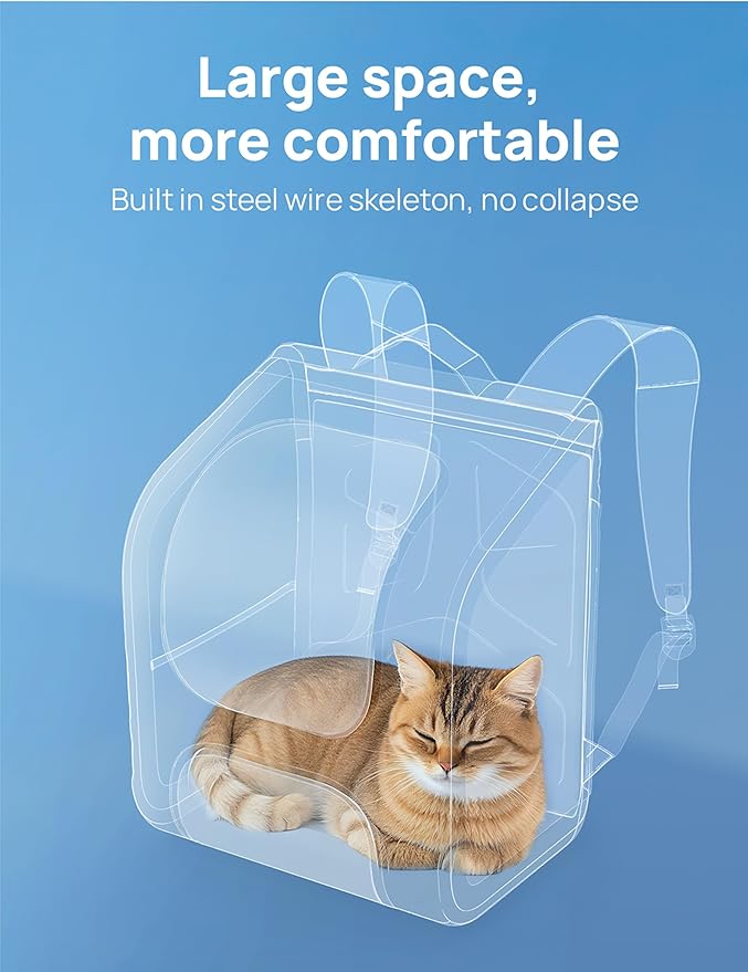 Pecute Cat Backpack Carrier, Large Space Cat Bubble Backpack, Breathable Cat Carrier, Shaded Dog Backpack Carrier, Ergonomic 3D Design for Travel, Hiking, Walk, Suitable for Shopping, Car, Vet, Gray