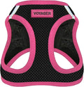 Best Pet Supplies - All Weather Mesh/Plush, Reflective, No Pull Harness for Small, Medium Dogs, Cats - Secure with Hook & Loop Fastener, Buckle, Double D-Rings - Black/Pink Trim, S