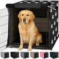 GORILLA GRIP Dog Crate Covers Compatible with Amazon Basics Crates, All Sides Open, Privacy Cover Fits 42" Wire Kennel, Breathable Mesh Windows, Light Reducing Puppy Training Cage Topper, Black Paw
