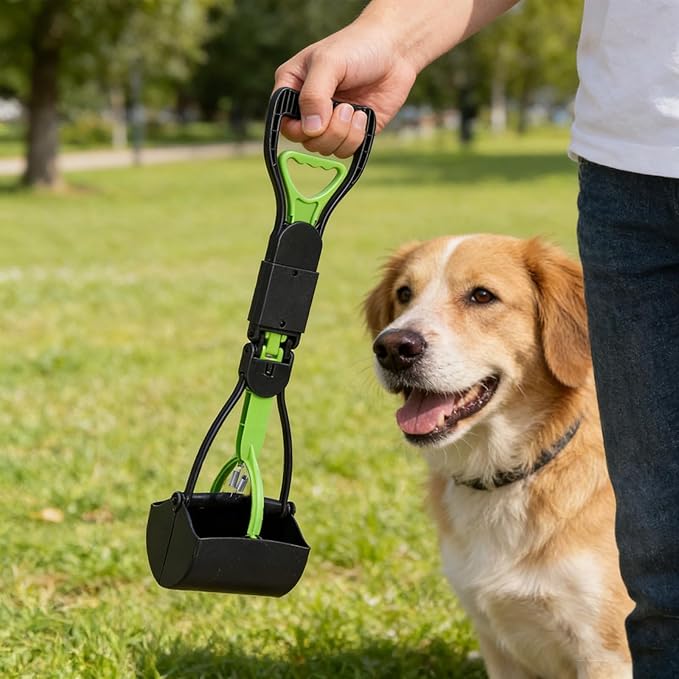 Geyecete Dog Pooper Scooper Long Handle Pooper Scooper Set Pooper for Dogs -Outdoor Cleanup Tool Foldable -Portable Pet Waste Pick Up Set