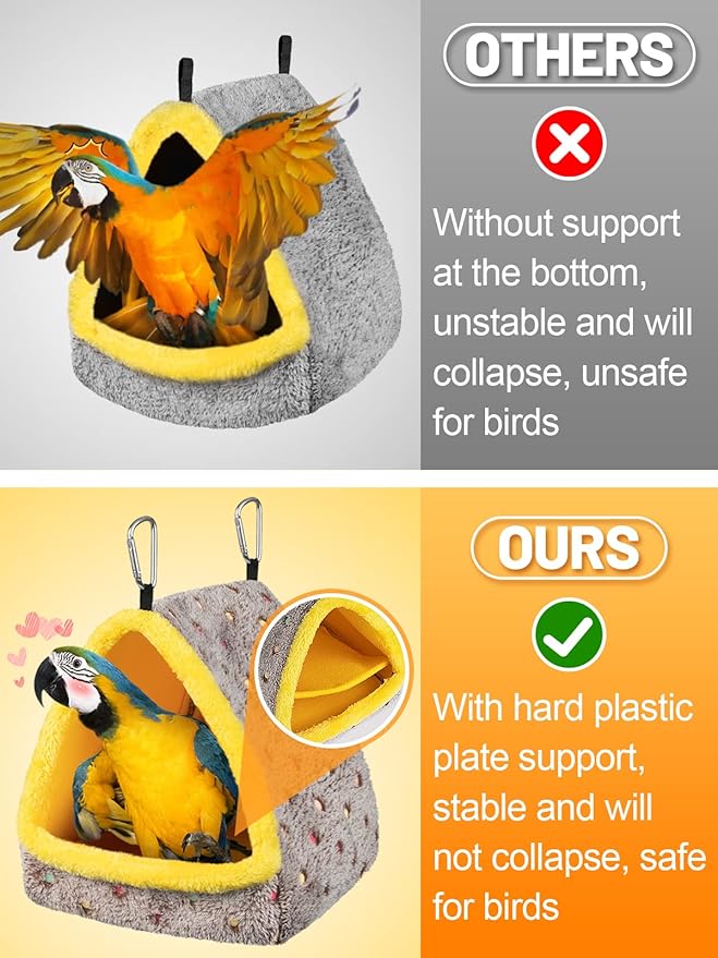 Large Winter Warm Bird Nest House, Comfortable Bird Bed for Cage with Mat, Hanging Hammock Shed Hideaway Hut Gift for Macaws African Grey Amazon Parrots