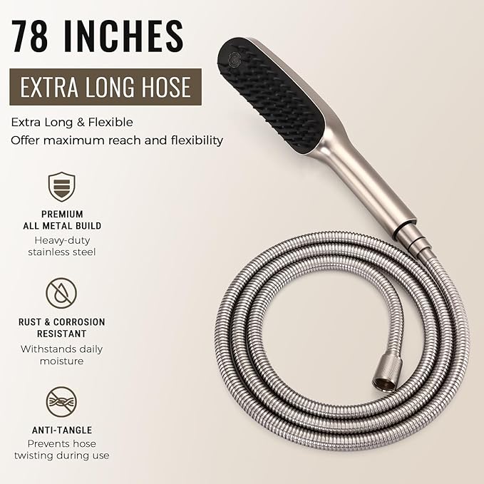 G-Promise 3 Mode Dog Shower Attachment with Pause Mode, Dog shower Sprayer with 78 Inches Stainless Steel Hose, Metal Diverter, Adhesive Holder, for Fast and Easy Dog Bathing and Cleaning