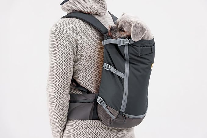 Ruffwear, Hitch Hiker Dog Backpack Carrier, Hands-Free Dog Carrier Backpack with Breathable Mesh, EVA Foam Padding, Durable Polyester, Lightweight Design for Small Dogs, Basalt Gray, X-Small