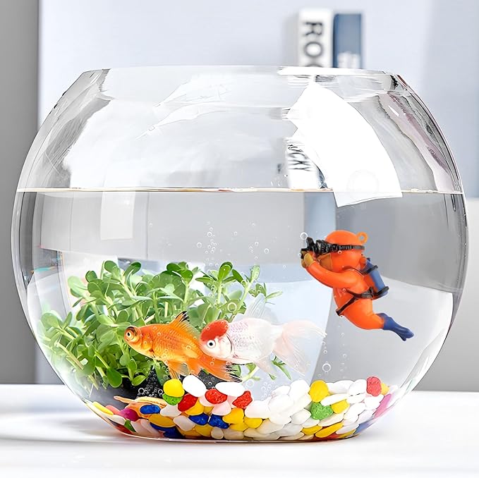 onesimcr Floating Fish Tank Decorations, Aquarium Decorations, Lovely Diver Fish Tank Decorations, Floating Device Fish Tank Accessories，Suitable for All Kinds of Fish Tanks(Orange)…