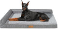 Patas Lague Orthopedic Jumbo Dog Bed for Extra Large Dogs 56''X40'', Waterproof L Bolster Pet Sofa Beds with Removable Washable Cover, Soft Comfortable Pet Couch Crate Mat with Nonskid Bottom, Grey