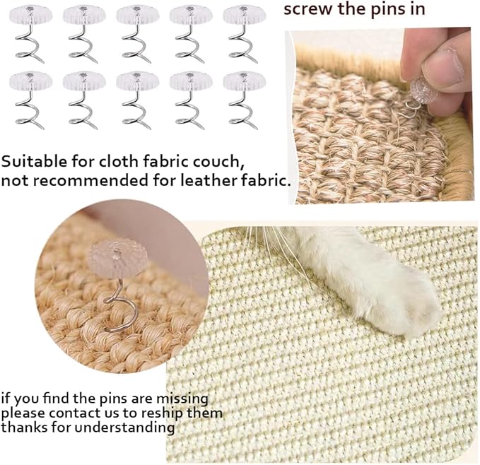 HAOZAIKEJI Cat Scratcher Mat Sofa Protector Natural Sisal Cat Scratching Mat Cat Scratch Couch Cover Heavy Duty Couch Guard Scratch Pad for Grinding Claws Protecting Furniture (Thicken Gray Long)