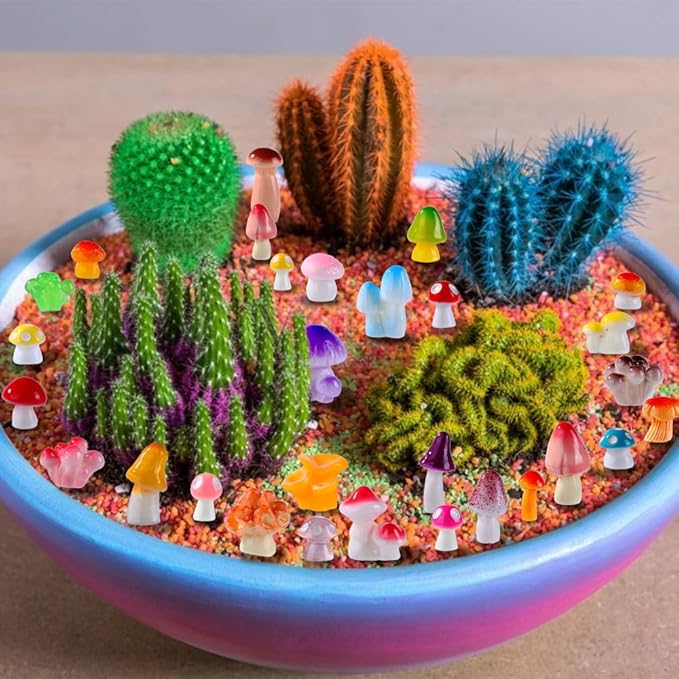 DIYDEC 80pcs Mini Resin Mushroom 80 Style Miniature Mushrooms Figures to Hide Small Tiny Resin Mushrooms Bulk for Dollhouse Decor Micro Fairy Garden Landscape Aquarium Tiny Party Favor Toys
