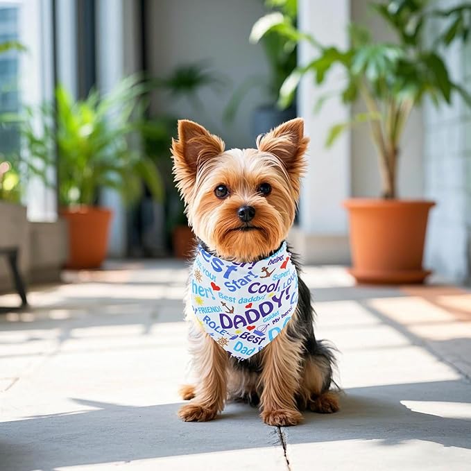 30 Pack Fathers Day Dog Bandanas Bulk for Small Dogs Kittens Breed 18 Inch Love Dad Dog Bandanas XS Puppy Doggy Best Dad Dogs Bandana Grooming S
