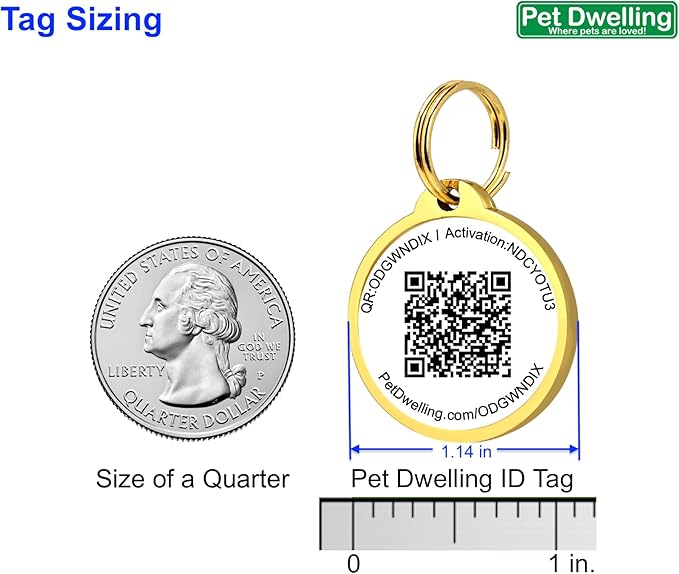 Pet Dwelling QR Pet Tag – Easy Scan Instant Location Alerts, Online Pet Profile with AI Feature for Dogs & Cats (Lux Gold White Paw)