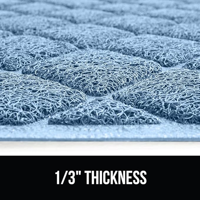 GORILLA GRIP Cat Litter Box Mat, 35x23, Water Resistant, US Designed Kitty Litter Trapping Mats, Easy to Clean, Scatter Control, Less Mess and Clean Floors, Kitten Supplies for Indoor Cats, Light Blue