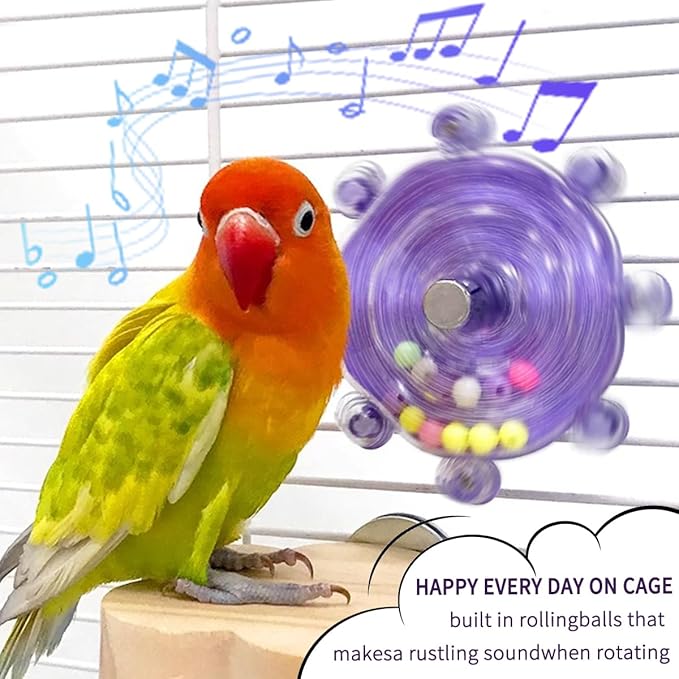 Parakeet Toys,Bird Training Foraging Toys for Parrots,Wheel Spinner Quaker Parrot Toys,Interactive Educational Training Conures,Budgie Toys,Cockatiel Toys,Lovebird Toys,Sun Conure Toys (Pink)