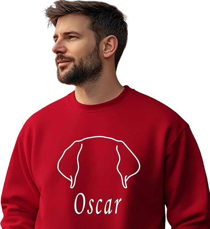 Custom Dog Mom Shirt for Women Pet Ears Sweatshirt with Name Unique Puppy Line Art Cute Dad Hoodie for DogDad Owner Lover