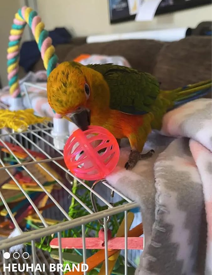 18-Pack Bird Toys Set for Parrots & Small Birds – Colorful Plastic & Rattan Balls with Bells (1.5'' - 5.5'')