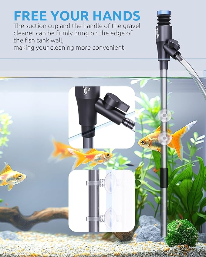 Gravel Vacuum for Aquarium, Fish Tank Cleaner Kit, Mini Manual Fishtank Vacuum Cleaner, Small Aquariums Water Changer, Adjustable Siphon Pump Use for Fish Turtle Tanks Cleaning Manure Wash Sand