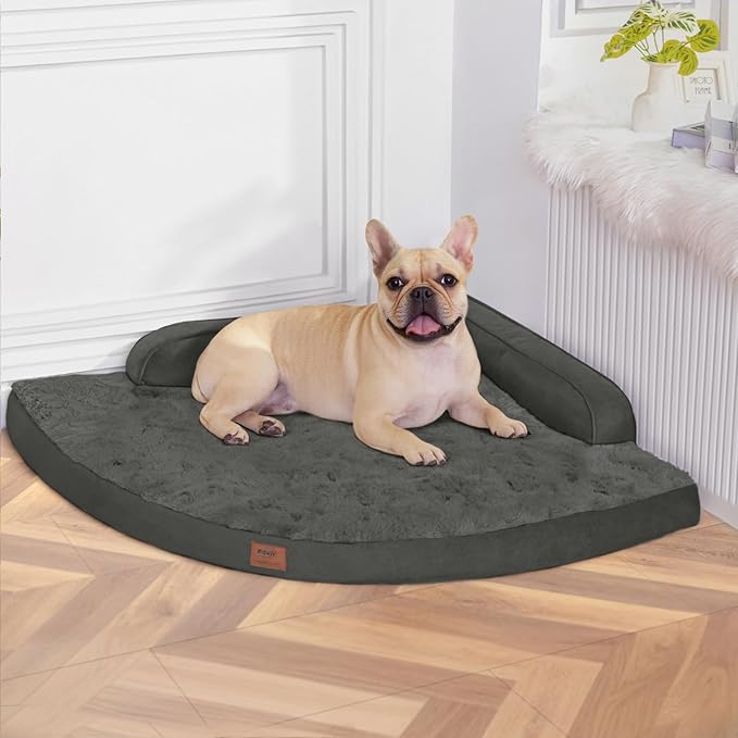 Large Orthopedic Dog Bed with Sides Big Dog Beds with Removable Washable Cover Non-Slip Waterproof Pet Bed for Medium Large Dogs - Dark Grey L