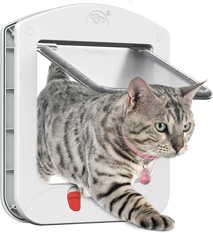 HIDROSIL Cat Door, Pet Door with Collar Sensor, C at Door with Magnetic Keys and 2 Sensor Keys, White Frame 11.5 x 9 x 1.5 inches