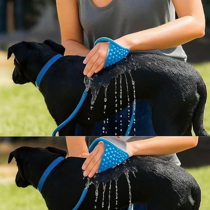Dog Shower & Grooming Glove – 2-in-1 Pet Bathing Tool with Hose & Faucet Adapters – Indoor/Outdoor Sprayer for Dogs & Cats