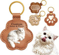 Personalized Pet Memorial Gifts for Dogs, Custom Name Paw Shaped Leather Keychain, Dog Fur Keepsake for Bag or Key