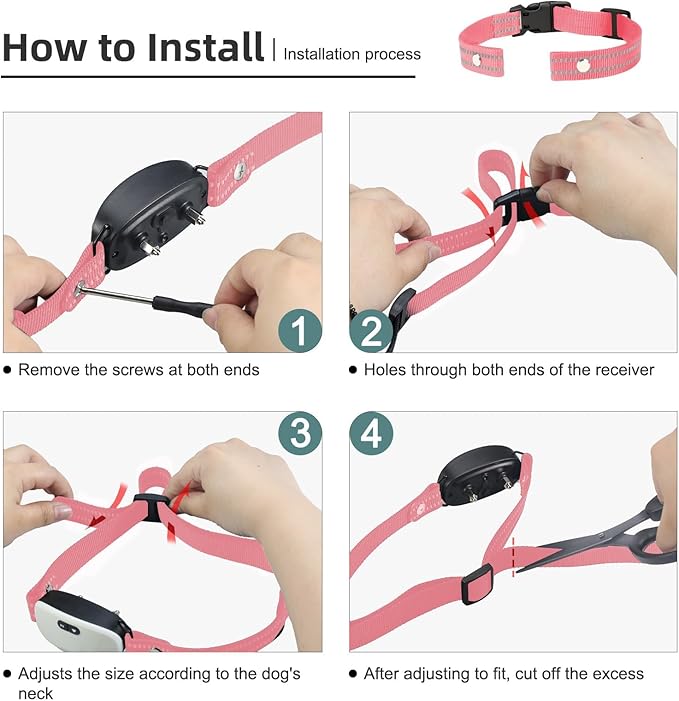 Collar Replacement Strap, Reflective Replacement Nylon Collar Strap Dog GPS Training Bark Receiver Collars, Durable Adjustable E Collar Straps for Small Medium Large Dogs, Pink