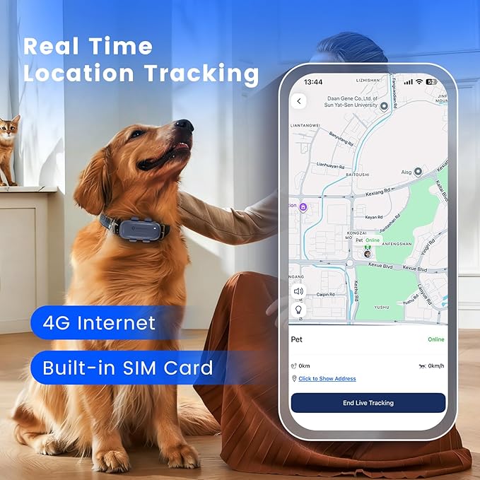 SEEWORLD Cat Tracker Dog Tracking Device with Real-Time Location | Activity Sleeping Monitoring | Geo-Fence for All Collars-iOS & Android, Subscription Required