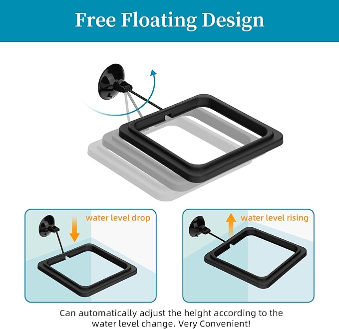 Fish Feeding Ring Aquarium Square Floating Food Feeder Circle with Strong Suction Cup Fish Tank Feeding Ring for Betta Goldfish Guppy