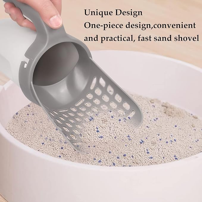 Pooper Scooper for Cat, Cat Litter Scoop with Bags, Integrated Detachable Deep Shovel Holder, Large Capacity Portable