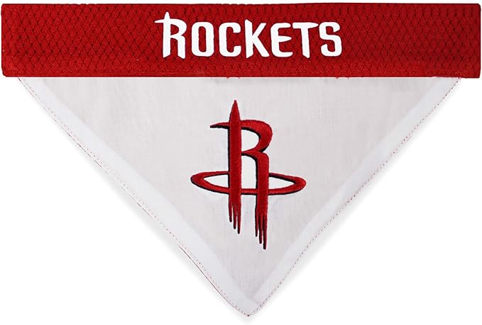 NBA Dog Bandana - Houston Rockets Reversible Pet Bandana. 2 Sided Home & Away Sports Bandana with a PREMIUM Embroidery TEAM Logo, Small/Medium