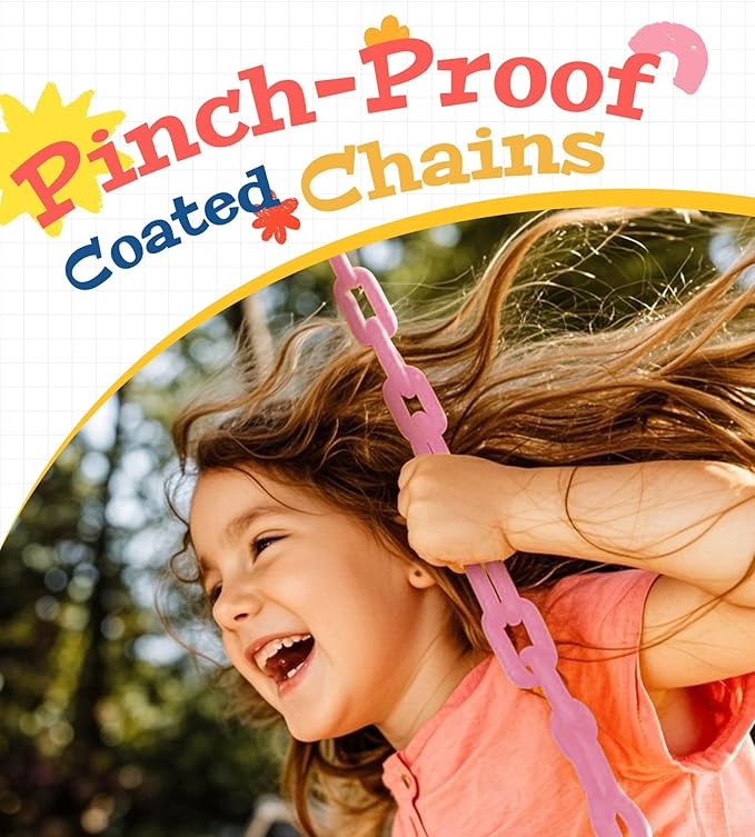 Heavy Duty Swing Seat, 66" Rust-Resistant Chains with 30" PPC-Coated Section, Swing Set Accessories Replacement with Quick Links, Kids Swings Supports 330 lbs for Outdoor Playground, Pink