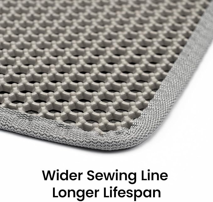 Cat Litter Mat, Upgrade Super Waterproof Back Layer Litter Box Mat, Non Slip, Durable, Soft on Paws Kitty Trapping Matt (34"x26", Gray)