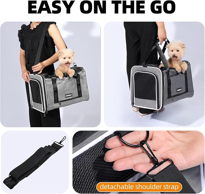 Top Loading Medium Cat Carrier with Privacy Curtain, Soft-Sided Small Pet Travel Crate Vet Visit, Little Puppy Dog Kennel Bag Suitcase Luggage Sleeve, 18x11x11 Inch Grey
