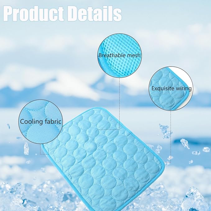 Upgraded Dog Cooling Mat, Pet Cooling Mats, Washable & Portable Pet Soft Pad, Foldable & Non-Slip Dog mats, Indoor Outdoor Uses in Kennel, Bed, Sofa or Car(Blue, M: 62×50 cm | 24×20 inch)