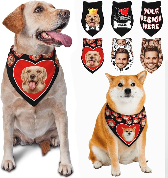 Custom Dog Bandana for Cat Dog Pet Add Your Design Personalized Neckwear Bandanas with Your Text Logo Image Customized Pet Scarf Funny Gifts Style 04