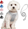 PetiFine Step in Small Dog Harness and Leash Set, Breathable All Weather Air Mesh Reflective Escape Proof, Step-in Velcro Vest Harnesses for Puppy(S, Grey)